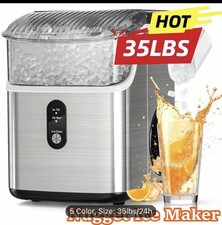 Nugget Ice Maker Countertop, 35lb/24H Soft Chewable Pellet Ice Maker Machine Di