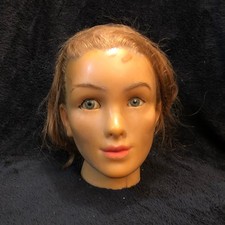 Vtg Antique Life Size YOUNG GIRL - FEMALE WAX MANNEQUIN HEAD - Eyes and Hair