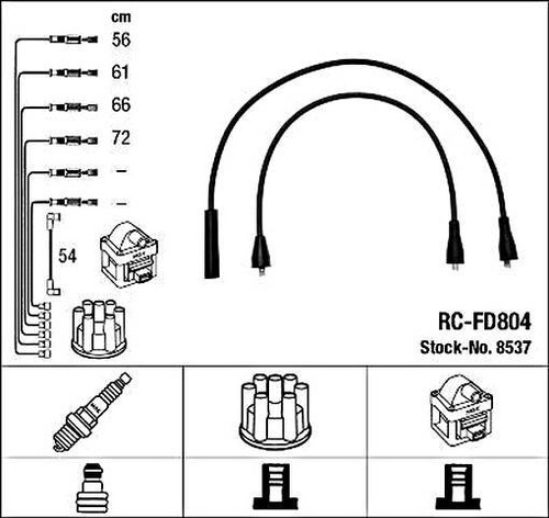 Black ignition cable kit ngk - black,