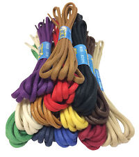 WAXED COTTON ROUND SHOE BOOT LACES SHOELACES - SEVERAL COLOURS - 3mm or 5mm