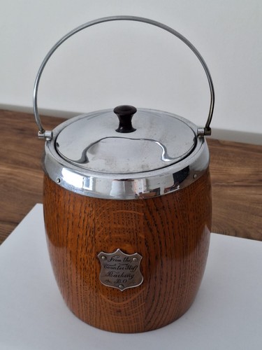 Wooden biscuit barrel - , with