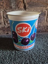 Vintage Empty Ski Yogurt Pot - Black Cherry, 1984.