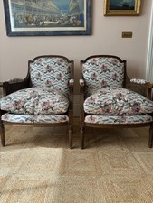 Pair Of Newly Upholstered Cane Armchairs