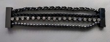 Black/Silver Four Strand Bracelet with Magnetic Closure
