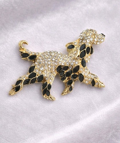 Poodle dog brooch rhinestones - brooch,