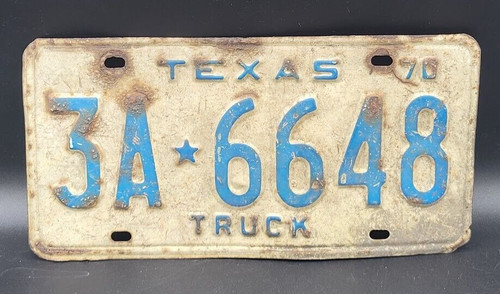 1970 texas license plate truck - plate,
