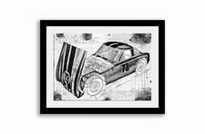 Line Tech Drawing  TVR Grantura     Auto Car Classic Cutaway Art Poster Print