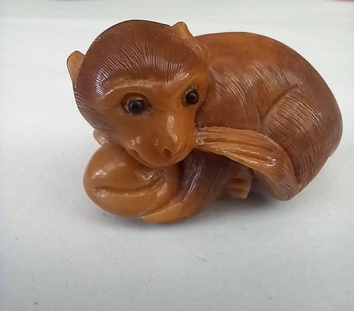 Hand carved netsuke monkey - netsuke,