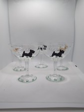 Vintage Hand Painted Scottie Dog Scottish Highland Terrier Champagne Pan Glasses
