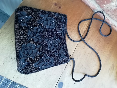 Vintage black beaded bhs bag - vintage,