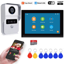 Wireless Wifi Video Doorbell System, 1080P Doorphone Door Camera, 7 Inch Touch S
