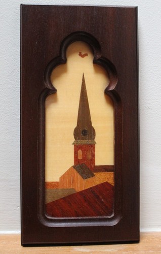 Vintage marquetry wood wall - wood,