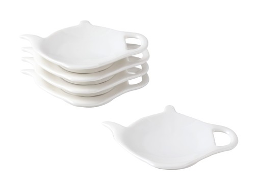 White porcelain tea bag plate - porcelain,