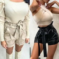 Women's PU Leather Shorts High