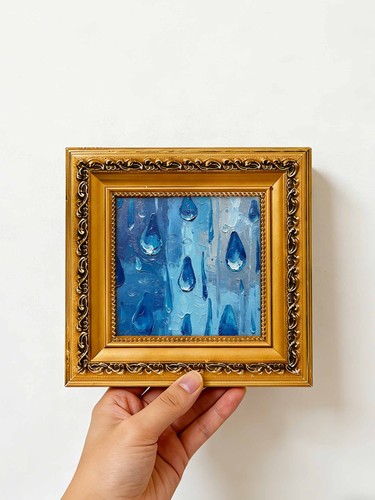 Blue rain drop abstract - drop, wall
