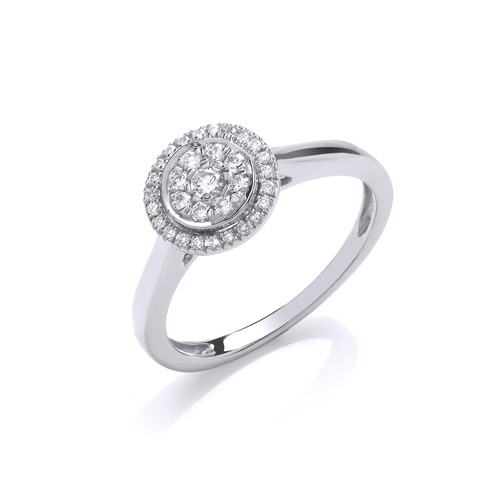 9ct white gold round pave - 9ct,