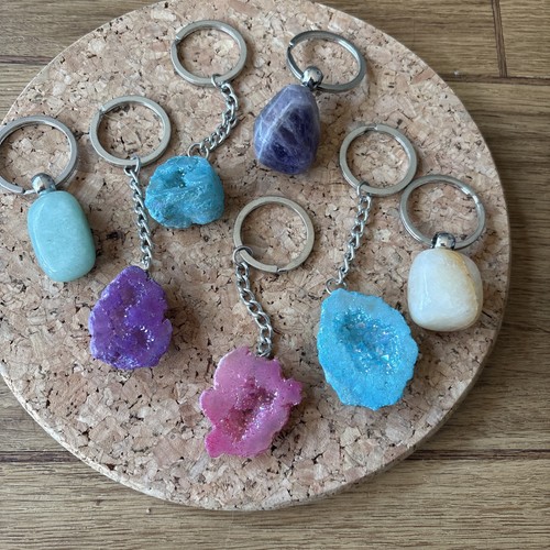 Gemstone and geode keyrings - ,