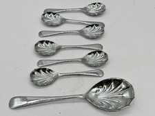 VINTAGE SHELL DESIGN CHROME PLATED SPOONS SET OF 7 DESSERT TEA