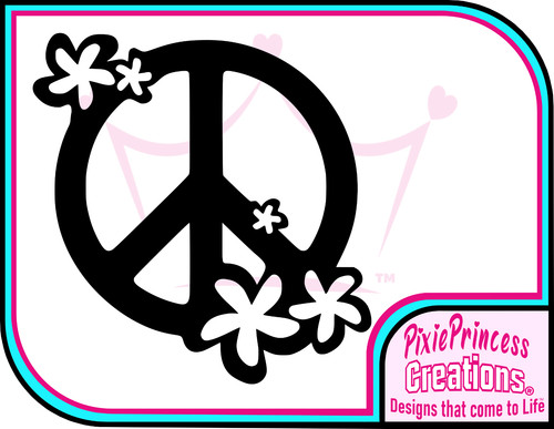 Peace love flowers heart - a,