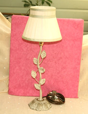 LAURA ASHLEY METAL FLOWER & LEAF LAMP BASE AND CREAM SILKY PLEATED SHADE