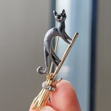 Cute black cat broom - cute,