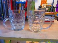 Half Pint Beer Tankard Dimple x2  Traditional Clear Glass. Man Cave.  Bar 