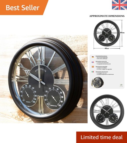 Elegant black 40cm wall clock - 40cm,