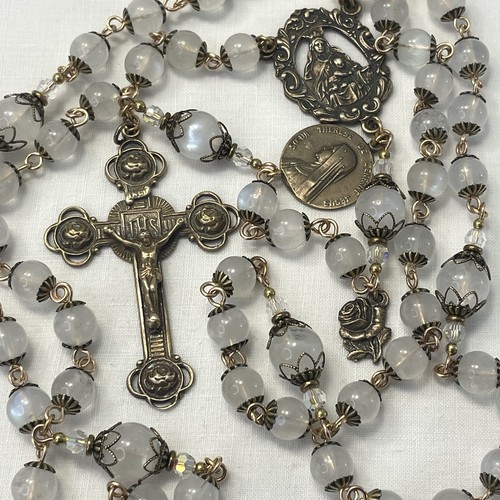 Moonstone rosary heirloom - rosary:,