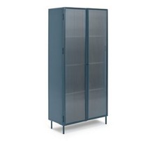 Habitat Morillo 2 Door Glass Display Cabinet Blue Storage Organiser