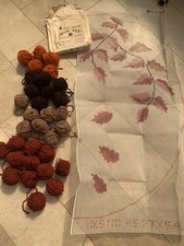 Vtg Bairns-wear Half Moon Hearth Latch Hook Rug Canvas No 45 & Wool 54x27" (26