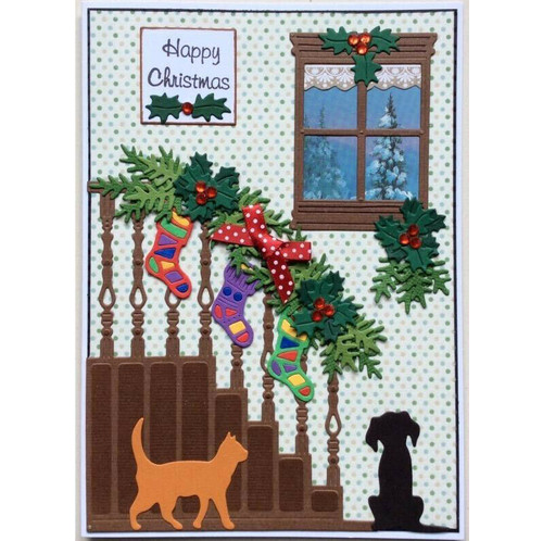 Christmas stairs dog - christmas,