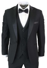 Men Black Suits Wedding Groomsmen Casual Dinner Party suit (Coat+Waistcoat+Pant)