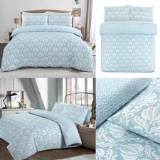 NightComfort Duck Egg Damask Pattern Reversible Duvet Cover Set with Pillowcases