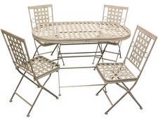 Woodside Folding Metal Outdoor Garden Patio Dining Table And 4 Chairs Set