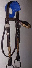 Quality leather Western Headstall, with rawhide braiding and silver buckles FS