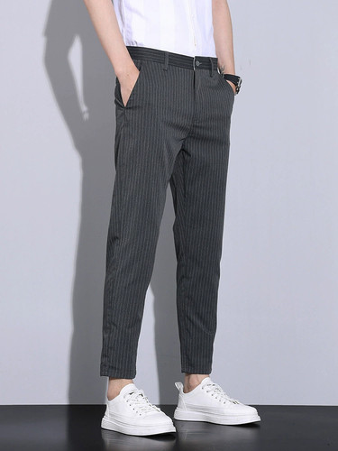 Black grey pinstripe trouser - grey,