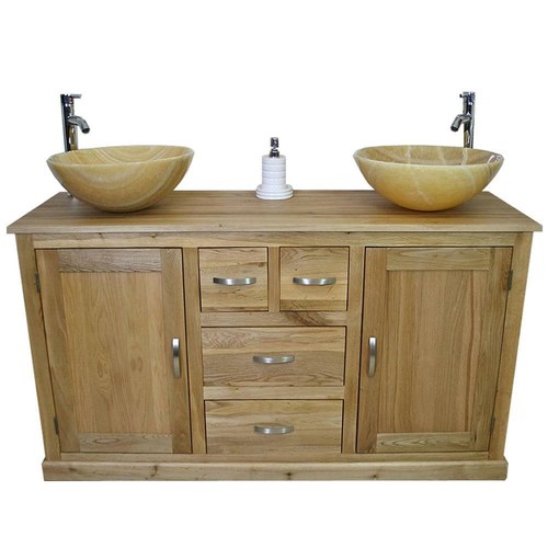 Oak bathroom vanity - bathroom,