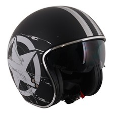 Open Face Scooter Helmet Motorcycle Crash Helmet Star Black Matt ECE2206