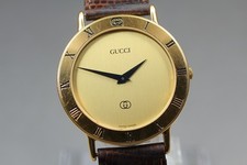 [Exc+5]  GUCCI 3000M 33mm Gold Dial Quartz Men's Watch From JAPAN