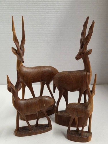 Wooden antelope figurine set - wooden,