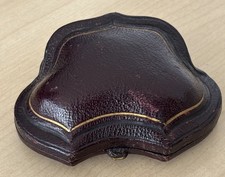 Rare Antique Shaped Red Leather Brooch PIn Brooch