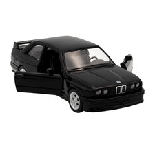 BMW E30 M3 Model Car – Black | Pull-Back Action | Opening Doors - 1:32 + stand