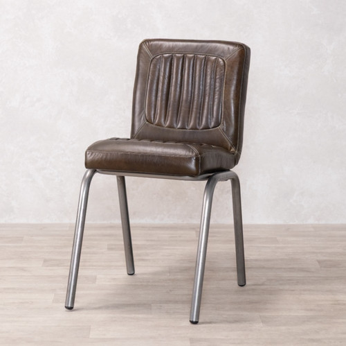 Dark olive eather dining chair - eather,