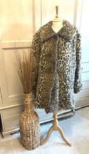 Vintage Faux Fur Animal Print Faux Fur Swing Coat Oversized Size Approx 16/18