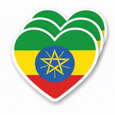 4 PACK Ethiopia Flag heart
