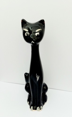Black ceramic cat single - single, vase