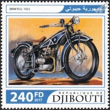 1923 BMW R32 Classic Motorcycle Motorbike Stamp (2017 Djibouti)