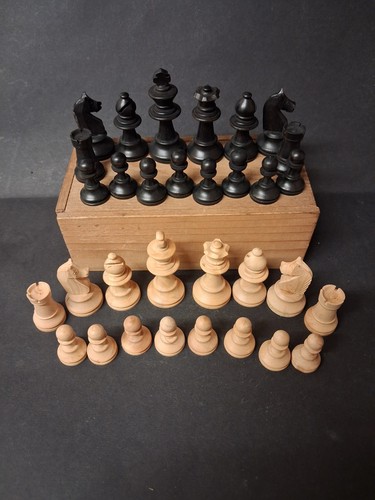 Vintage wooden chess set - vintage,