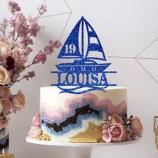Sail Boat Glitter Cake Topper
