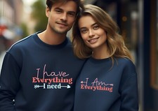 I am / have  everything I need valentine's couples sweater set - navy x2